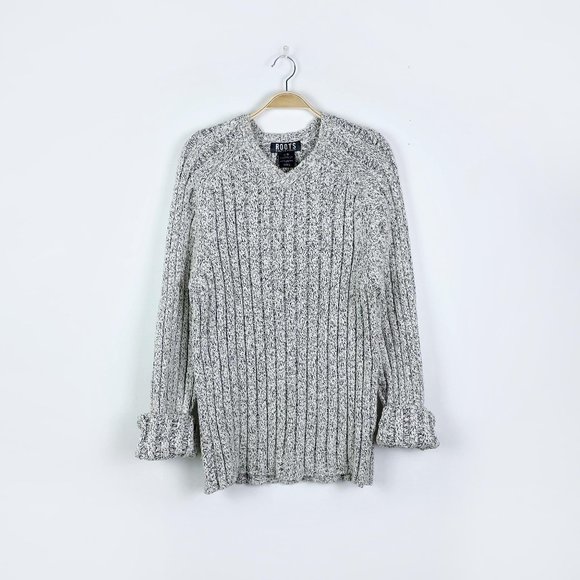 Roots Other - ⚡️SOLD⚡️ vintage 00s roots chunky rib v-neck sweater - size large